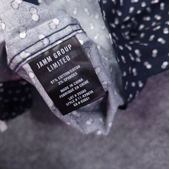 Julian & Mark Men Button up Shirt Large Tall Long Sleeve Blue Geometric Stretch - Picture 3 of 6